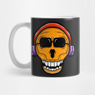 Skull head using headphone Mug